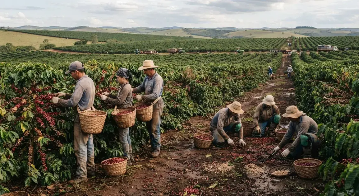 Colheita de café no Brasil alcança 97% das lavouras e entra na reta final
